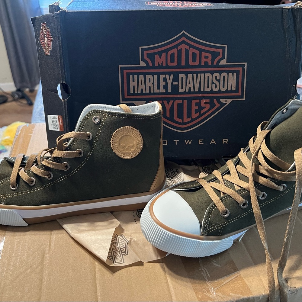 Harley-Davidson Olive Green High-Top Sneakers